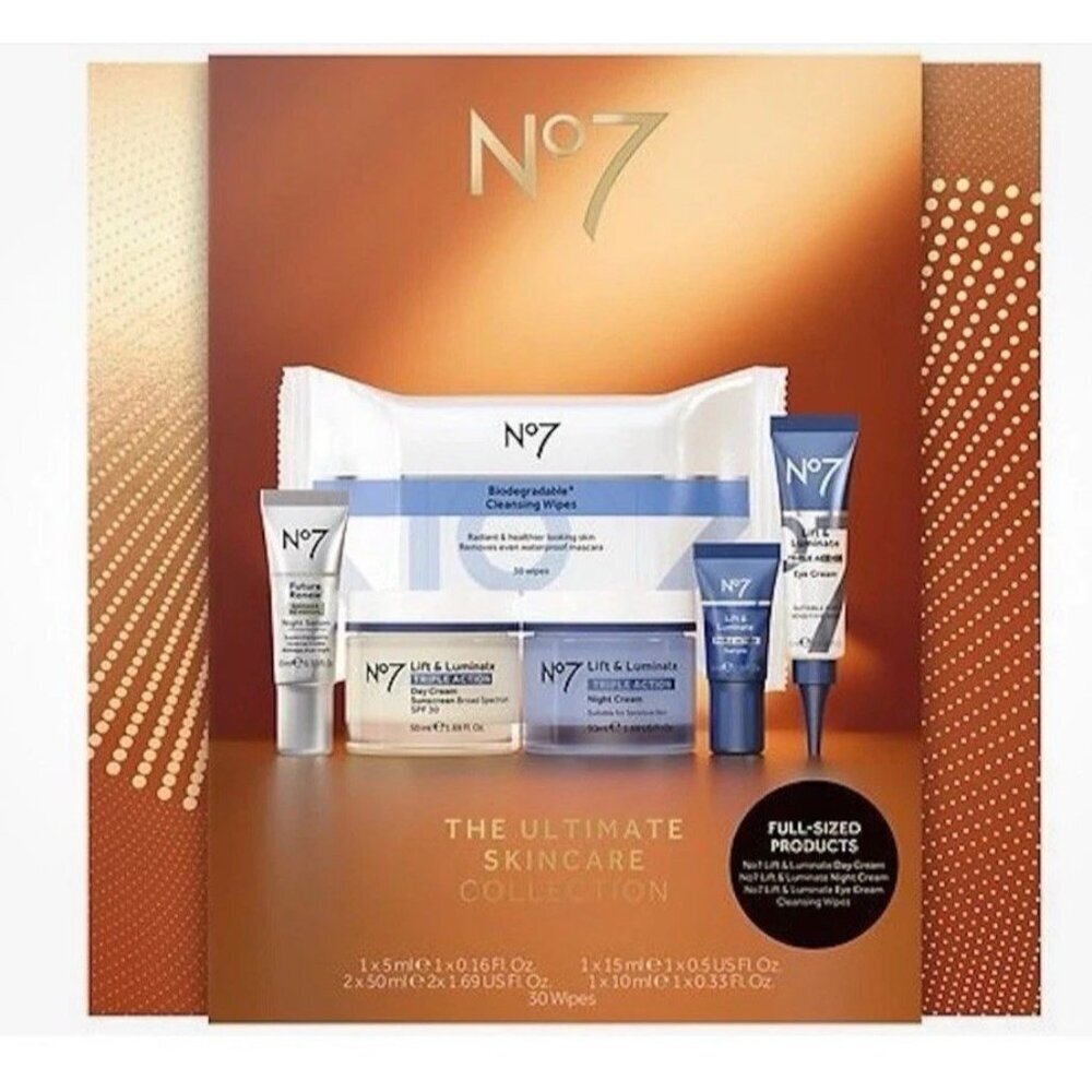 No7 Lift & Luminate Triple Action Skincare System Set (Full Size), New In Box.